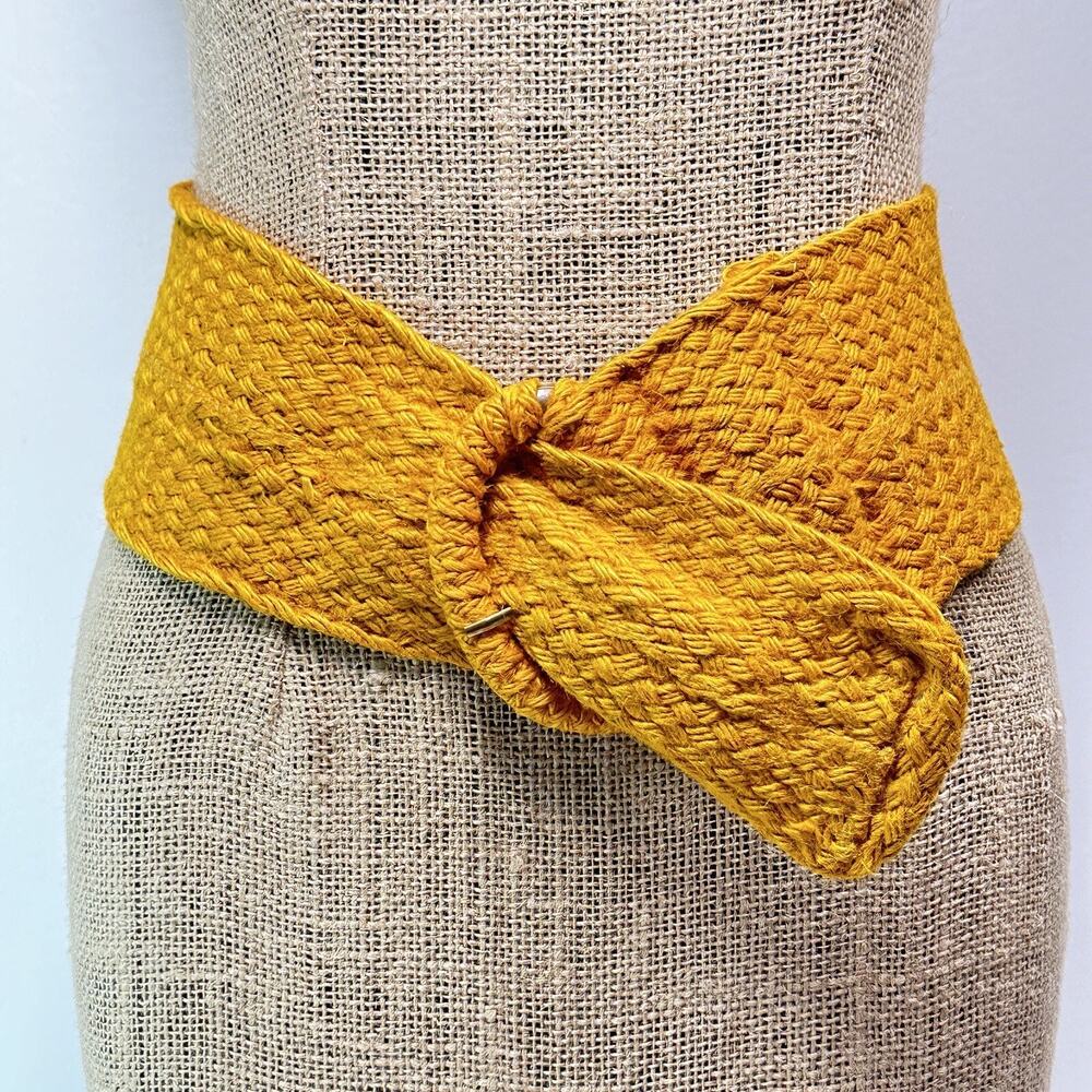 Vtg Gil Aimee Genre Wool Waist Belt Women S Goldenrod Covered Oval Buckle Adjust
